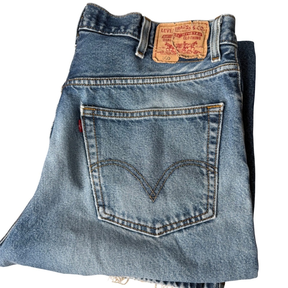 Levi's 505 Regular Fit Jeans Mens 38x30 Y2K Blue Straight Leg Denim